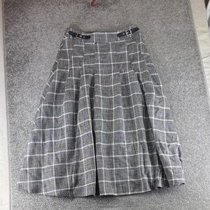 M&S Collection Elegant Gray Plaid Skirt Pleated Womens UK 10 EU 38
